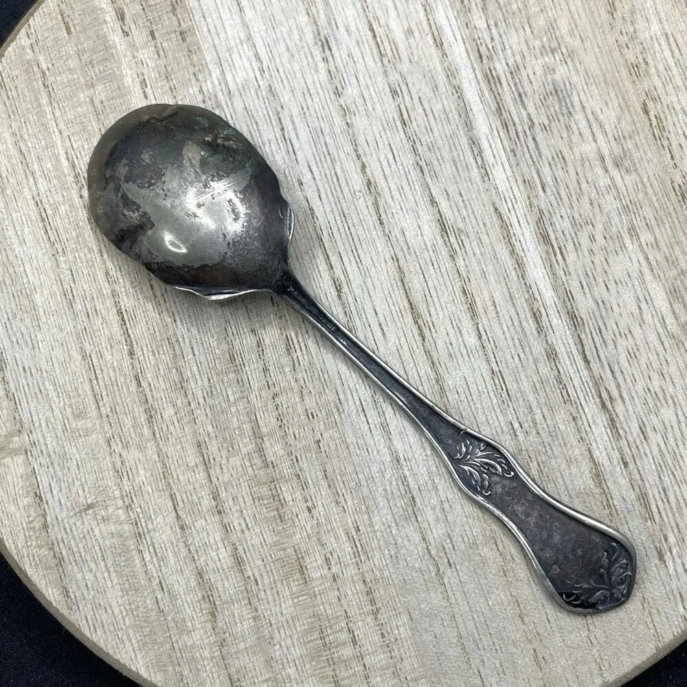 VTG Atq Wm Rogers & Son AA Silver Plate Spoon Patina Tarnished
